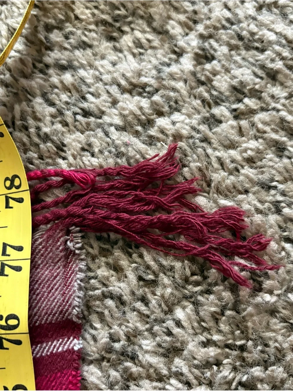 GAP Soft Oversized Red and Cream Plaid Fringe Scarf